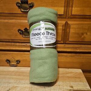 Living Solutions Green Color Fleece Throw Blanket 50" x 60" (127 cm X 152 cm)